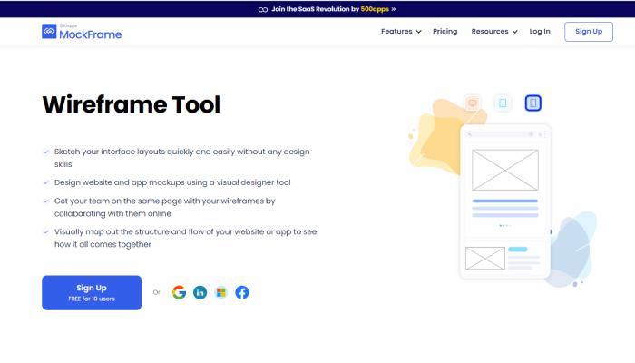 MockFrame Wireframe Software