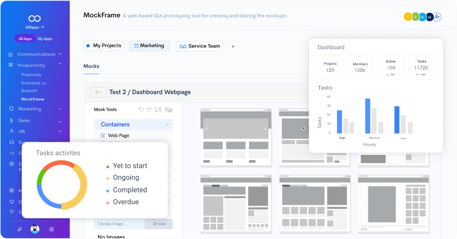 Wireframe Project Management | MockFrame by 500apps